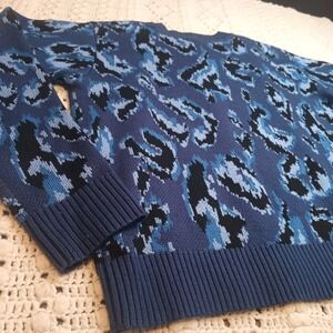 Derek Lam‎ 10 Crosby Blue Animal Print Sweater RTR Womens XL Luxury Office Prep